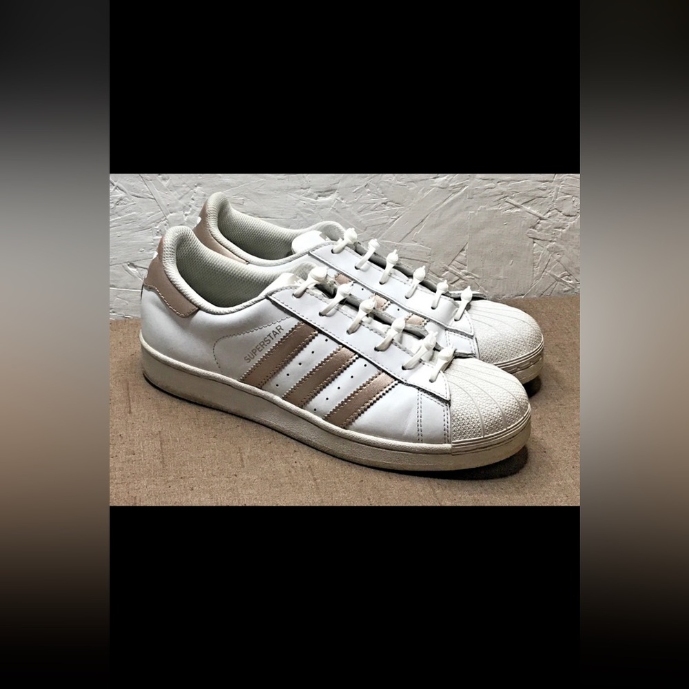 Adidas Superstar Women's Sneakers White Leather Copper Size 8 Shell Toe Shoes